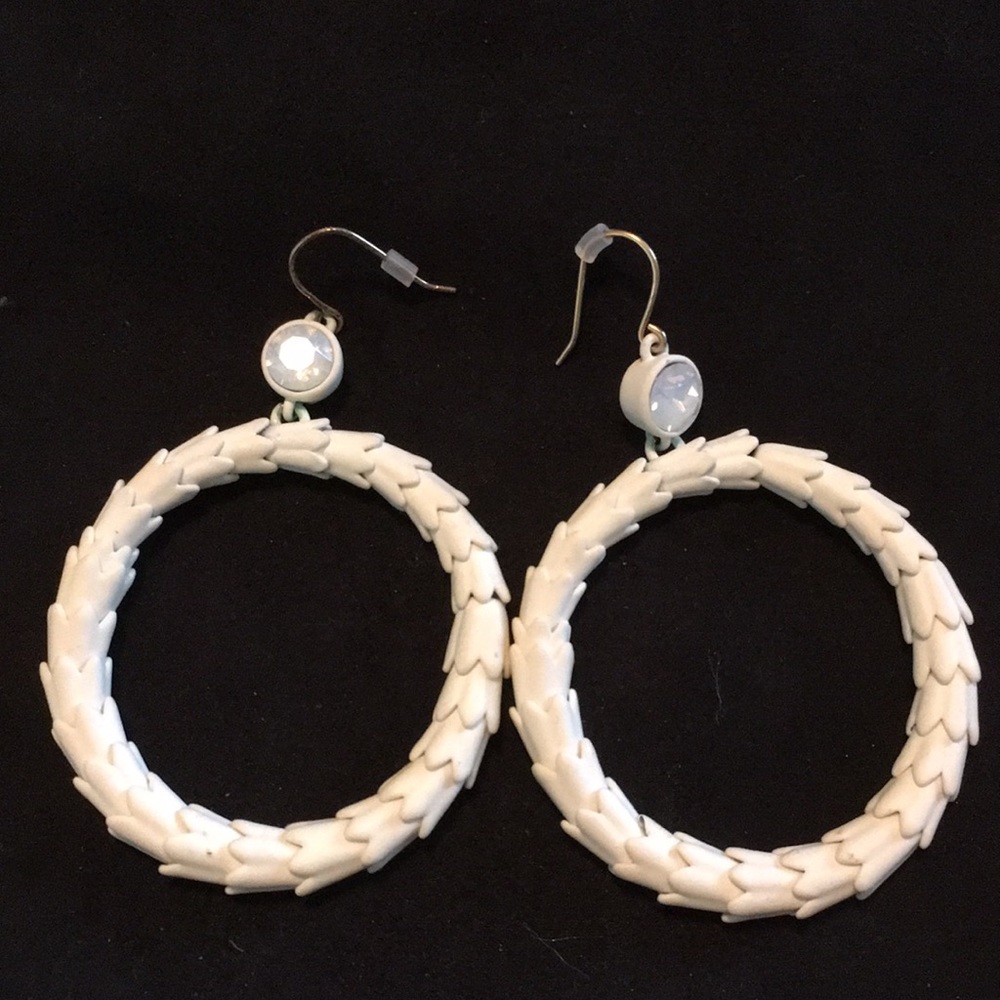 J Crew brulee white hoops with stone accent